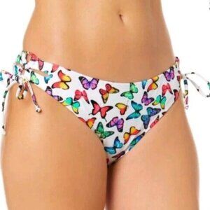 Salt + Cove Butterfly Print Side Tie Hipster Bikini Bottom White XS